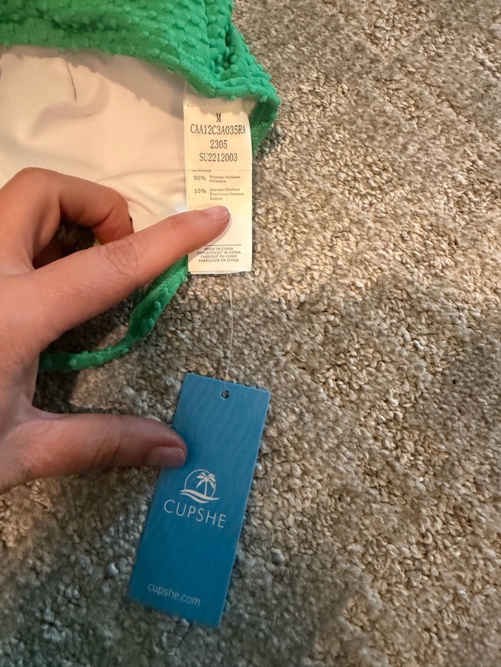 Cupshe Textured Bralette & High Waist Bikini Set - Picture 3 of 5